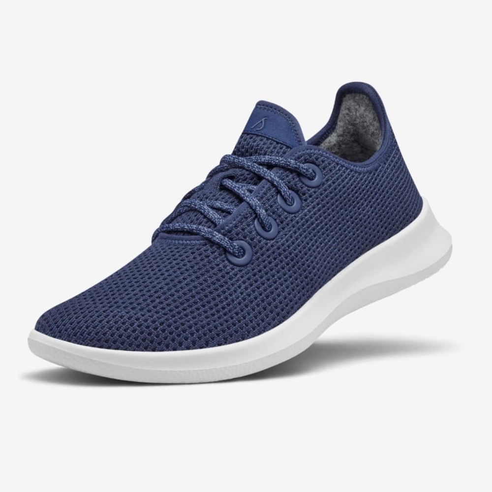 allbirds Men's Tree Runners Sneakers Marine Blue/White Sole 8